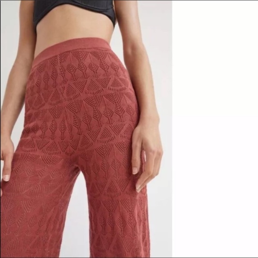 NWT ANTHROPOLOGIE Flat White Crochet Pointelle Wide Leg Pant - Picture 3 of 12